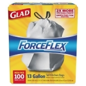 Glad Drawstring ForceFlex Tall Kitchen Bags, 13 gal, .95mil, 24 x 28, Glad Drawstring ForceFlex Tall Kitchen Bags, 13 gal, .95mil, 24 x 28,