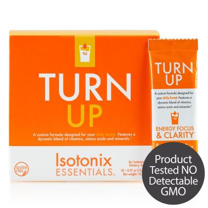 Isotonix Essentials® Turn Up - Is that mid-morning or afternoon slump hitting you like a truck? Are you tired of your energy crashing at times when being alert and focused is crucial to your productivity? Whether it is 10 a.m. or 2 p.m., get energized, stay focused and keep sharp...
