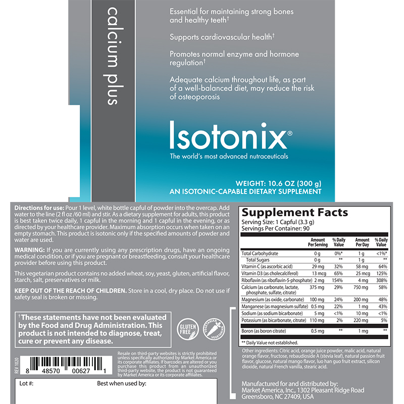 Isotonix Calcium Plus Product Label. See Product Label Details section further below.
