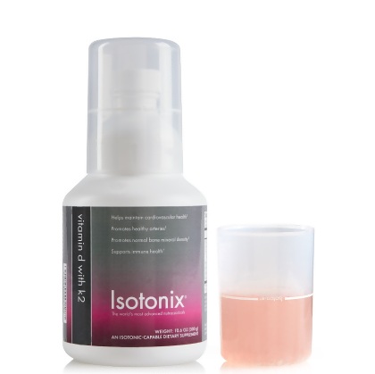Isotonix Vitamin D with K2, with liquid serving cup partially filled