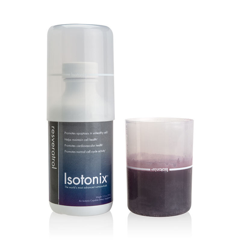 Isotonix Resveratrol, with liquid serving cup partially filled