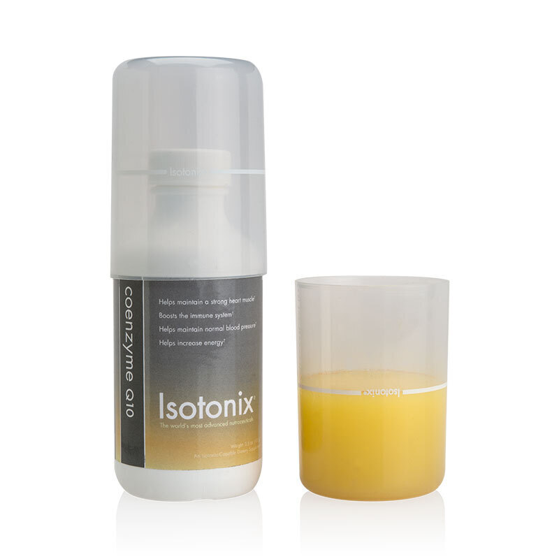 Isotonix Coenzyme Q10, with liquid serving cup partially filled
