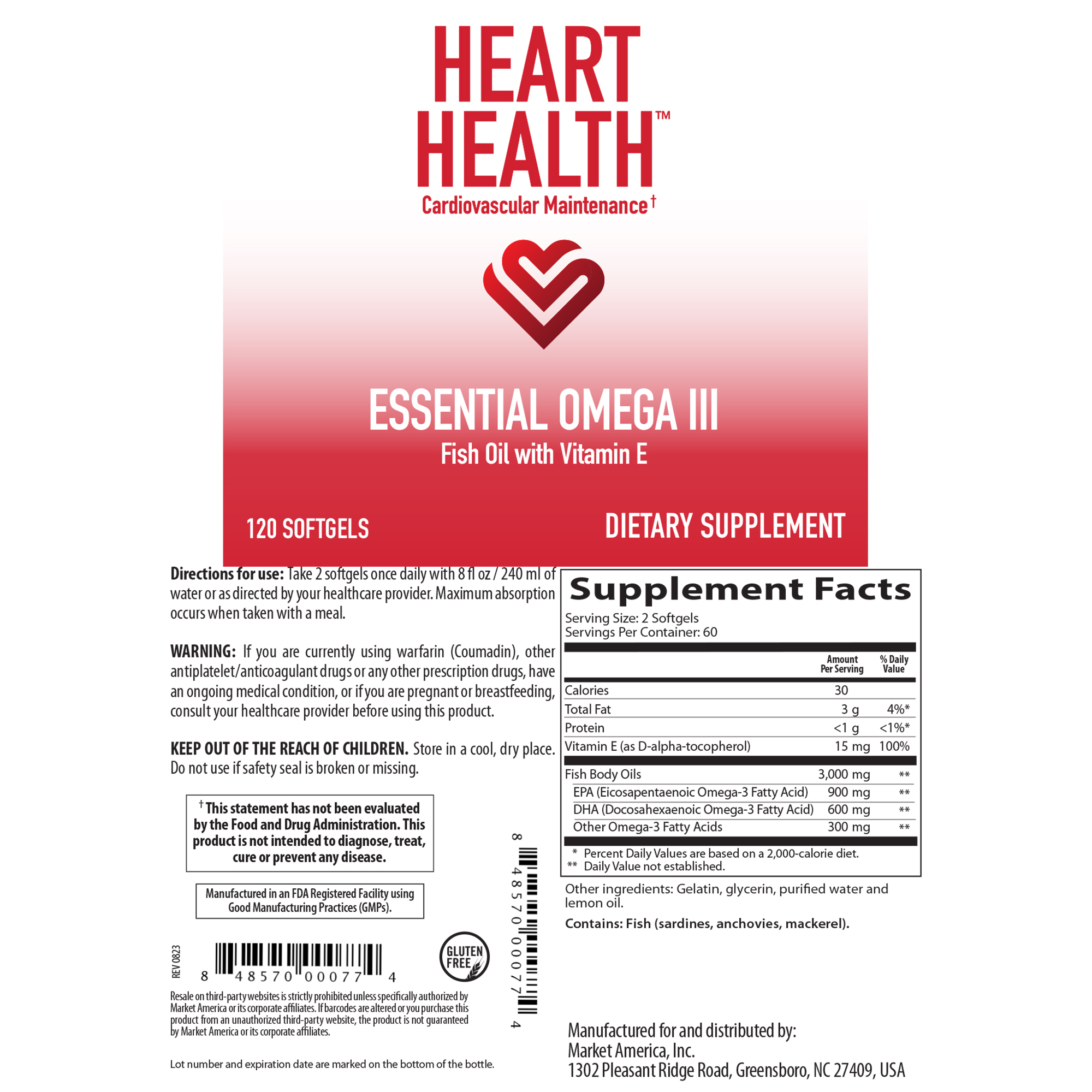 Heart Health&#8482; Essential Omega III Fish Oil with Vitamin E alternate image