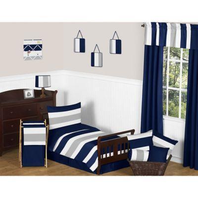 Sweet Jojo Designs Navy And Grey Stripe 5 Piece Toddler Bedding Set From Buybuybaby At Shop Com