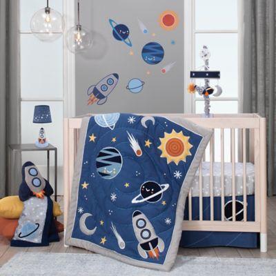 Lambs Ivy Milky Way 4 Piece Crib Bedding Set In Blue Grey From