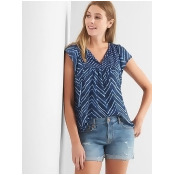 Gap Women Print Tie Blouse Size M - Blue crush Gap Women Print Tie Blouse Size M - Blue crush