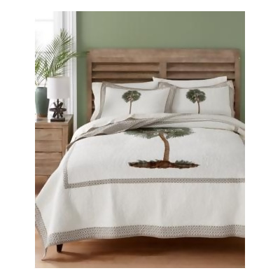 Martha Stewart Collection Lone Palm Cotton Embroidered Twin Quilt Created For Macy S