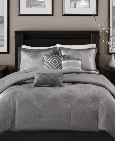 Madison Park Quinn 7 Pc Geometric Jacquard Queen Comforter Set