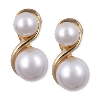 Anne Klein Gold Tone Glass Pearl E Z Comfort Clip On Earrings From