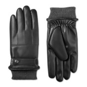 Isotoner Men's Faux-Leather Knit-Cuff Gloves Isotoner Men's Faux-Leather Knit-Cuff Gloves