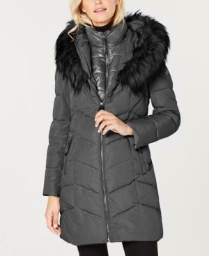 fur trim hooded puffer coat