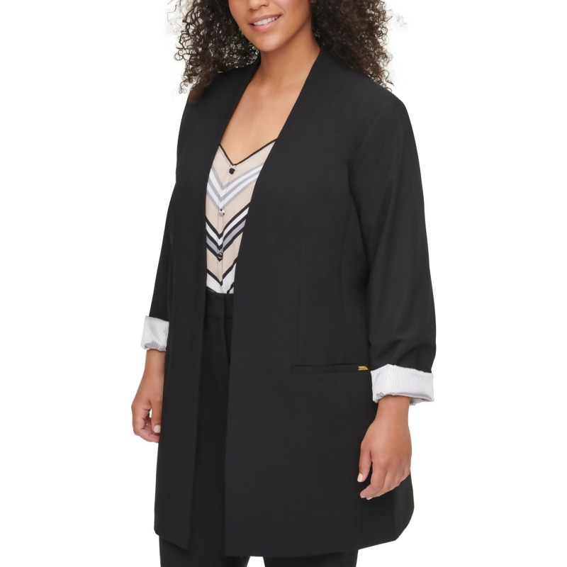 plus size collarless coat