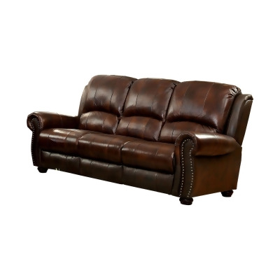 Leather Sofa In Com Home, Maebelle Leather Sofa With Tufted Seat And Back