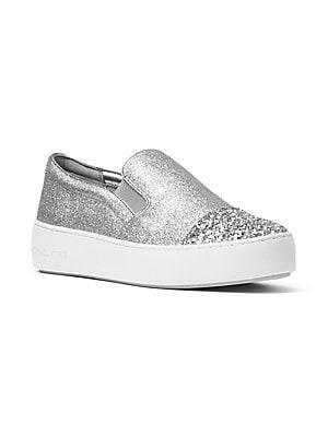 Tia Glitter Platform Sneakers - Silver 