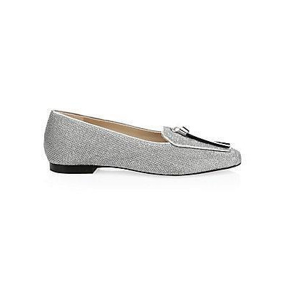 stuart weitzman silver loafers