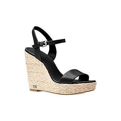 Jill Leather Wedge Sandals - Black 