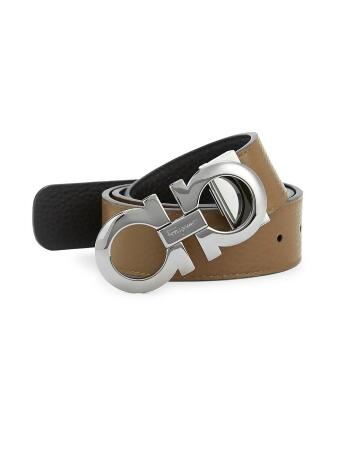 Salvatore Ferragamo Men&#39;s Adjustable & Reversible Gancini Leather Belt - Brown Nero - Size 36 ...