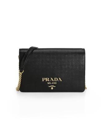 Prada Women&#39;s Small Monochrome Leather Crossbody Bag - Black from Saks Fifth Avenue at SHOP.COM
