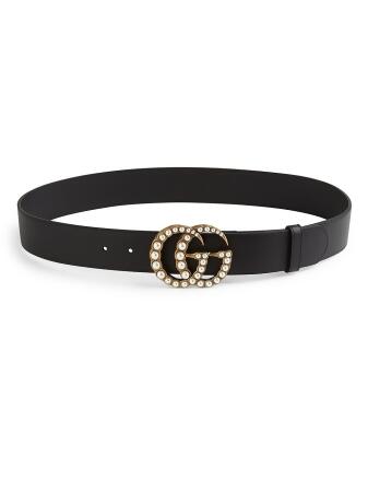 Gucci Women&#39;s Pearly GG Buckle Leather Belt - Black - Size 95 (Medium) from Saks Fifth Avenue at ...