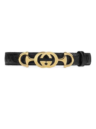 Gucci Women&#39;s GG Horsebit Belt - Black - Size 75 (XS) from Saks Fifth Avenue at SHOP.COM
