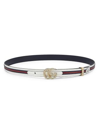 Gucci Women&#39;s Leather Belt with GG Buckle - Off White - Size 70 (XS) from Saks Fifth Avenue at ...