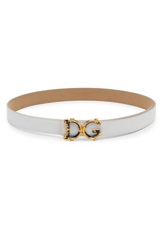 Dolce & Gabbana Women&#39;s Barocco Logo Leather Belt - White - Size 95 (Medium) from Saks Fifth ...