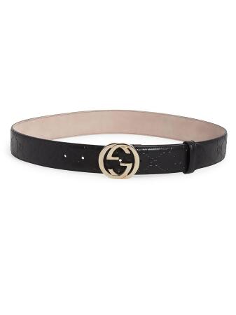 Gucci Women&#39;s Interlocking GG Leather Belt - Black - Size 80 (Small) from Saks Fifth Avenue at ...