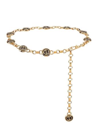 Gucci Women&#39;s Interlocking G Chain Belt - Black - Size 80 (Small) from Saks Fifth Avenue at SHOP.COM