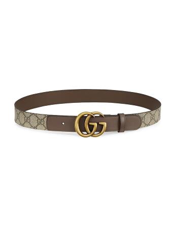 Gucci Women&#39;s GG Belt With Double G Buckle - Beige Multi - Size 85 (Small) from Saks Fifth ...