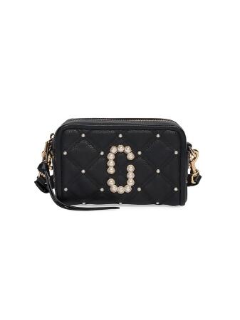 The Marc Jacobs Women&#39;s The Softshot Embellished Quilted Leather Camera Bag - Black from Saks ...