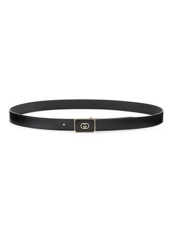 Gucci Women&#39;s Belt With Interlocking G Buckle - Black - Size 75 (XS) from Saks Fifth Avenue at ...