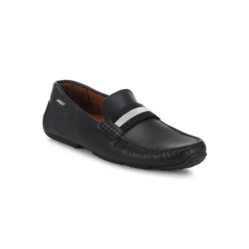 black leather driving loafers