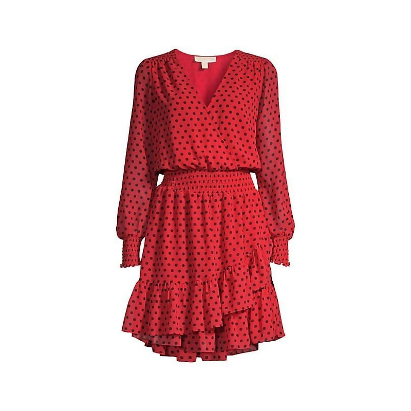 michael kors red polka dot dress