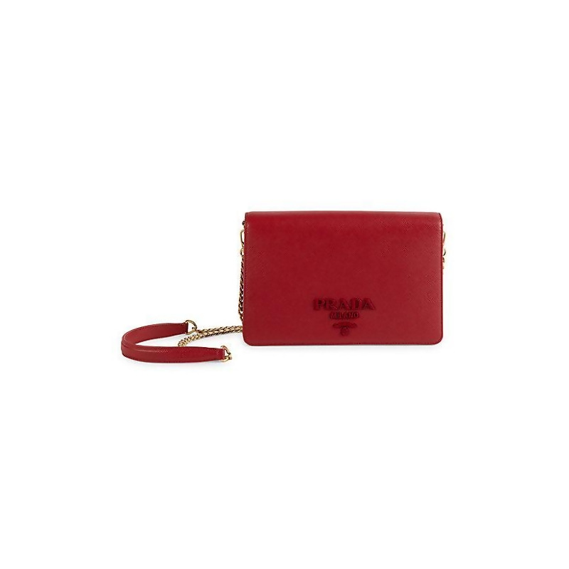 Prada Women&#39;s Small Monochrome Leather Crossbody Bag - Red from Saks Fifth Avenue at SHOP.COM