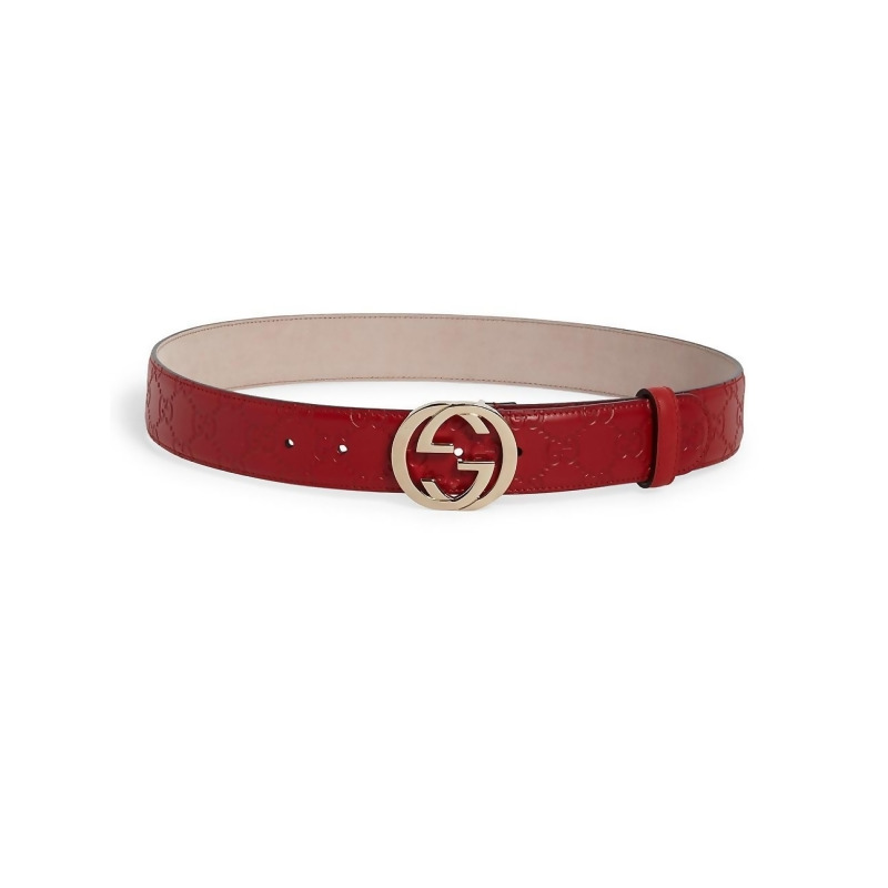 Gucci Women&#39;s Interlocking GG Leather Belt - Red - Size 70 (XS) from Saks Fifth Avenue at SHOP.COM