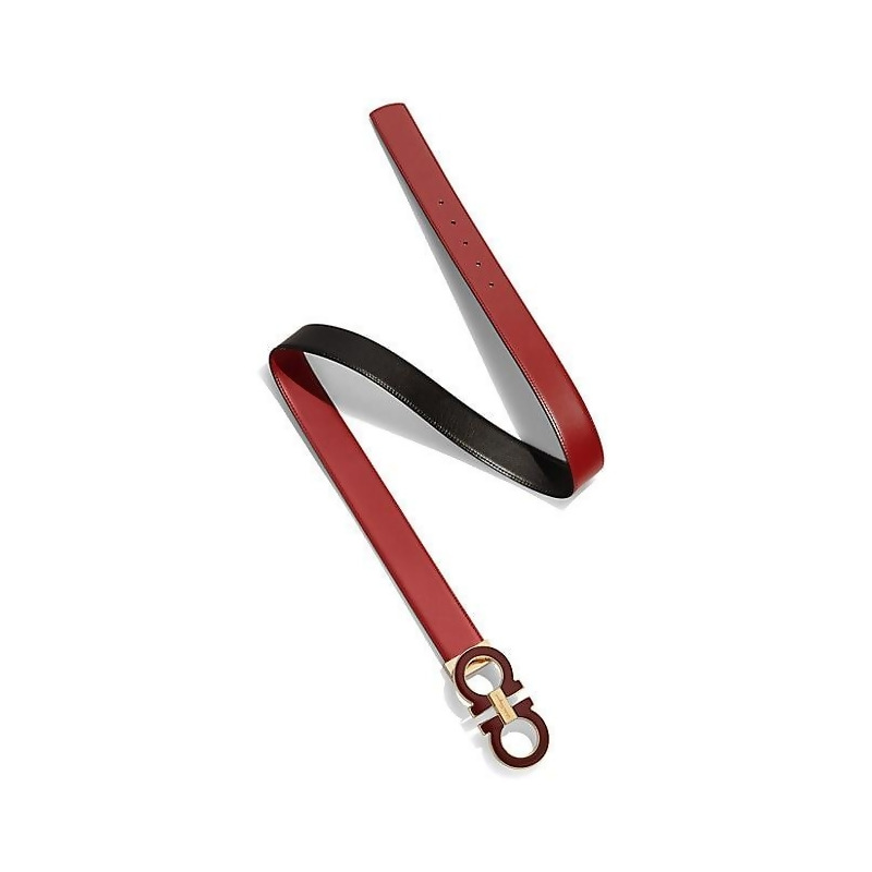 Salvatore Ferragamo Men&#39;s Adjustable & Reversible Double Gancini Buckle Belt - Red Nero - Size ...