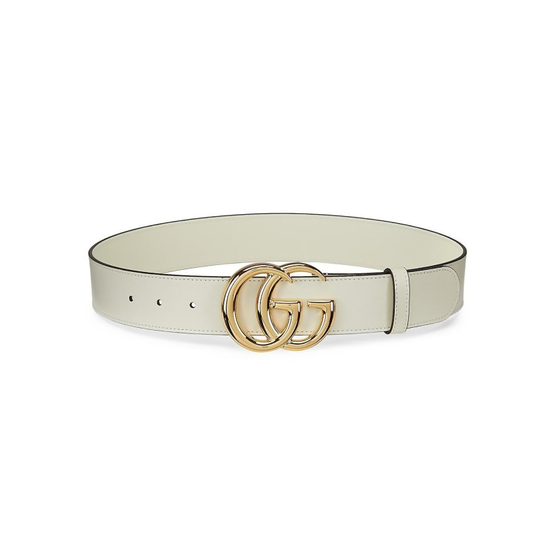 Gucci Women&#39;s Leather Belt With Double G Buckle - Mystic White - Size 85 (Small) from Saks Fifth ...