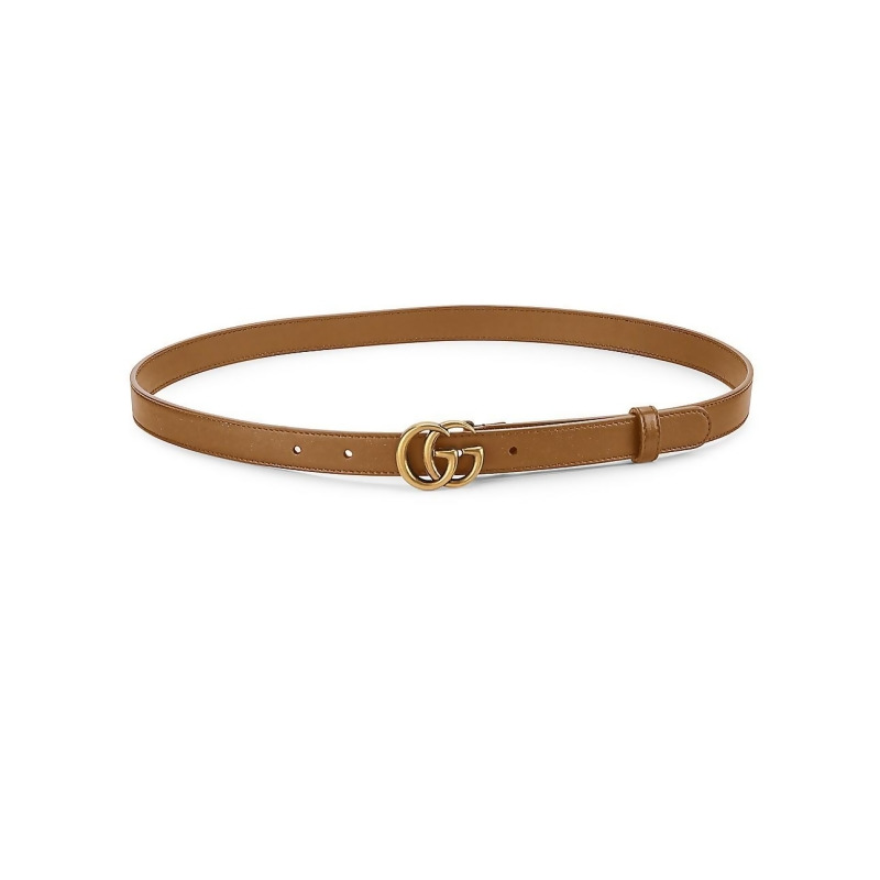 Gucci Women&#39;s Marmont Leather Logo Belt - Tan - Size 75 (XS) from Saks Fifth Avenue at SHOP.COM