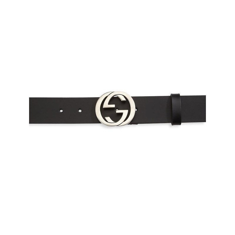 Gucci Men&#39;s Interlocking G Leather Belt - Black - Size 100 (Medium) from Saks Fifth Avenue at ...