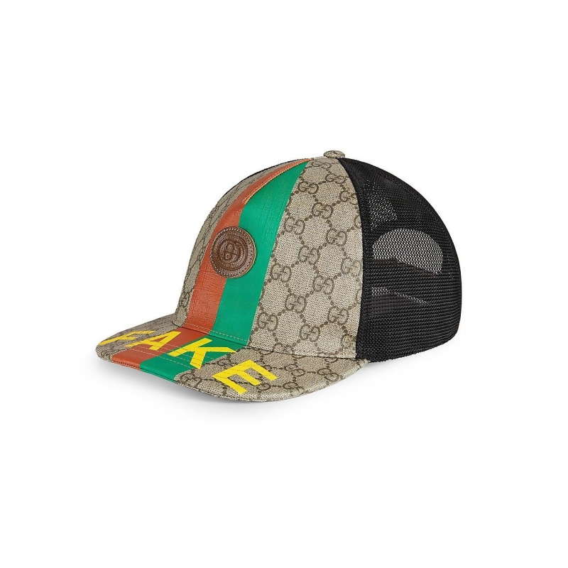 Gucci Men&#39;s GG Supreme Fake/Not Print Baseball Hat - Beige Ebony - Size Small from Saks Fifth ...