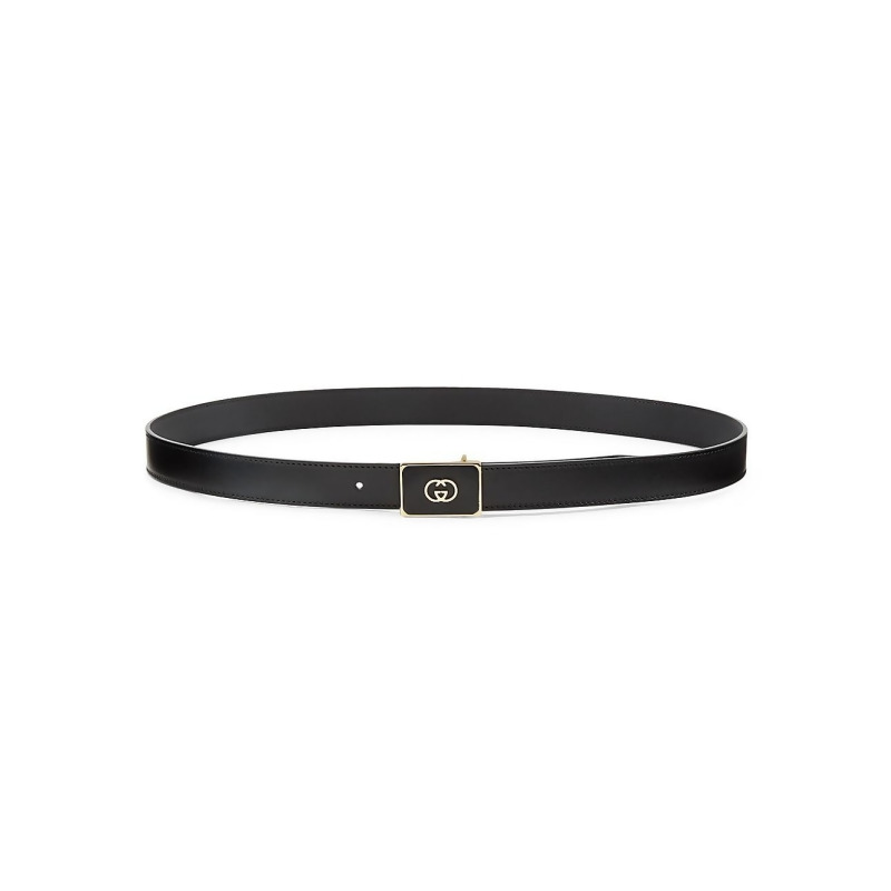 Gucci Women&#39;s Belt With Interlocking G Buckle - Black - Size 90 (L) from Saks Fifth Avenue at ...