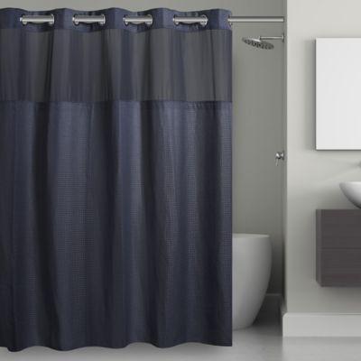 Hookless Waffle 71 Inch X 74 Inch Fabric Shower Curtain In Navy