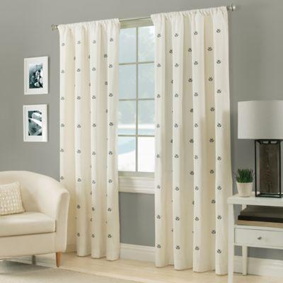 Crossed Anchors Rod Pocket 95 Inch Window Curtain Panel In White