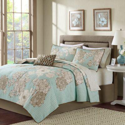 Madison Park Avalon King Coverlet Set In Aqua Brown From Bed Bath