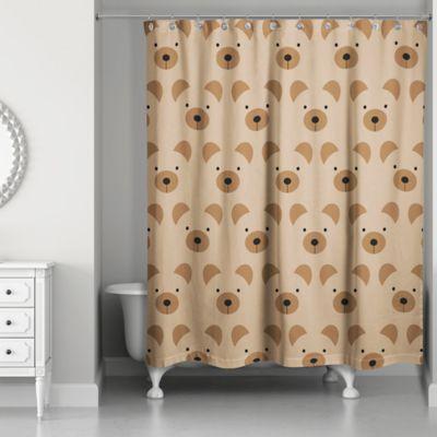 Designs Direct Bear Face Friend 74 Inch Shower Curtain In Brown