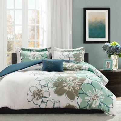 Mi Zone Allison Reversible 4 Piece Full Queen Duvet Cover Set In