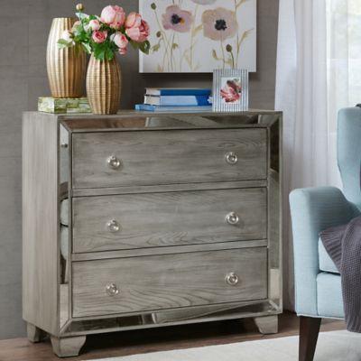 Madison Park Garner 3 Drawer Mirrored Chest In Reclaimed Grey From