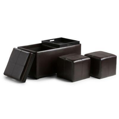 Simpli Home Avalon 5 Piece Storage Ottoman In Tanners Brown From Bed Simpli Home Avalon 5 Piece Storage Ottoman In Tanners Brown From Bed Bath Beyond At Com