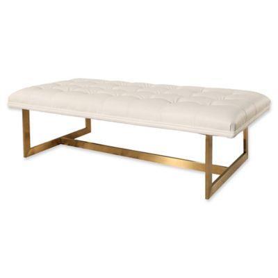 Abbyson Living Savanah Tufted Faux Leather Bench In White From Bed