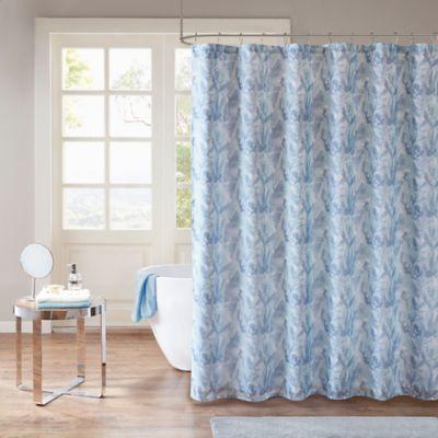 Madison Park Mahi Shower Curtain In Aqua Indigo From Bed Bath